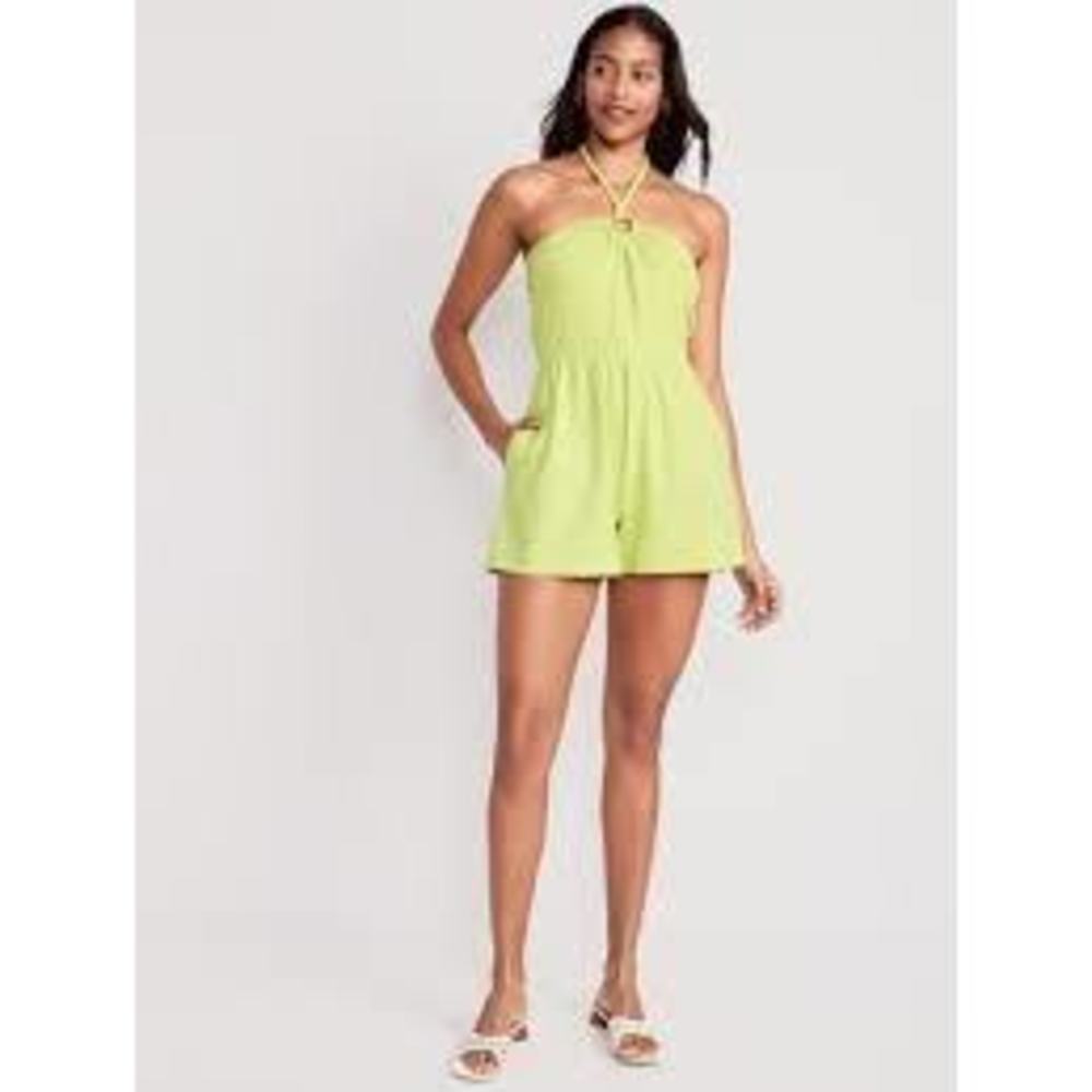 Textured O-Ring Halter Romper | NWT | Large